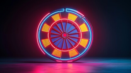 Obraz premium Illuminated Dartboard Neon Target.
