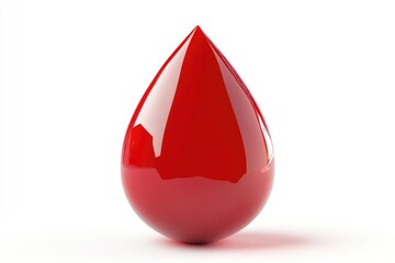 A single red blood drop resting on a white surface