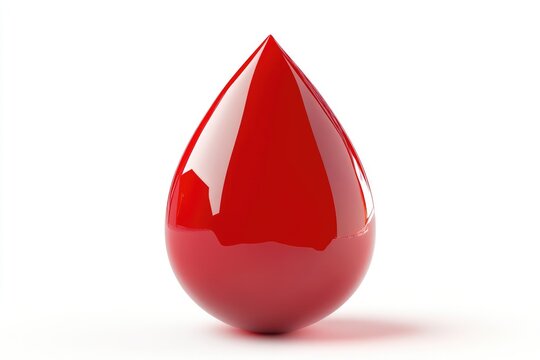A single red blood drop resting on a white surface - Powered by Adobe