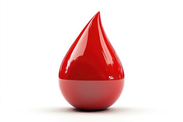 Obraz premium A Shiny Red Blood Drop Displayed on a White Background