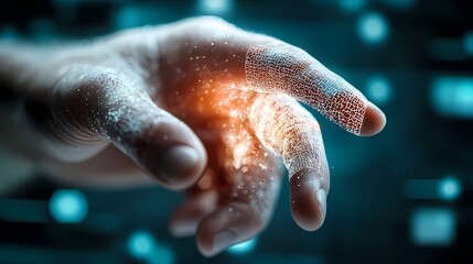 Smart bandage with advanced sensors monitoring the progress of burn healing and recovery in a futuristic healthcare setting.