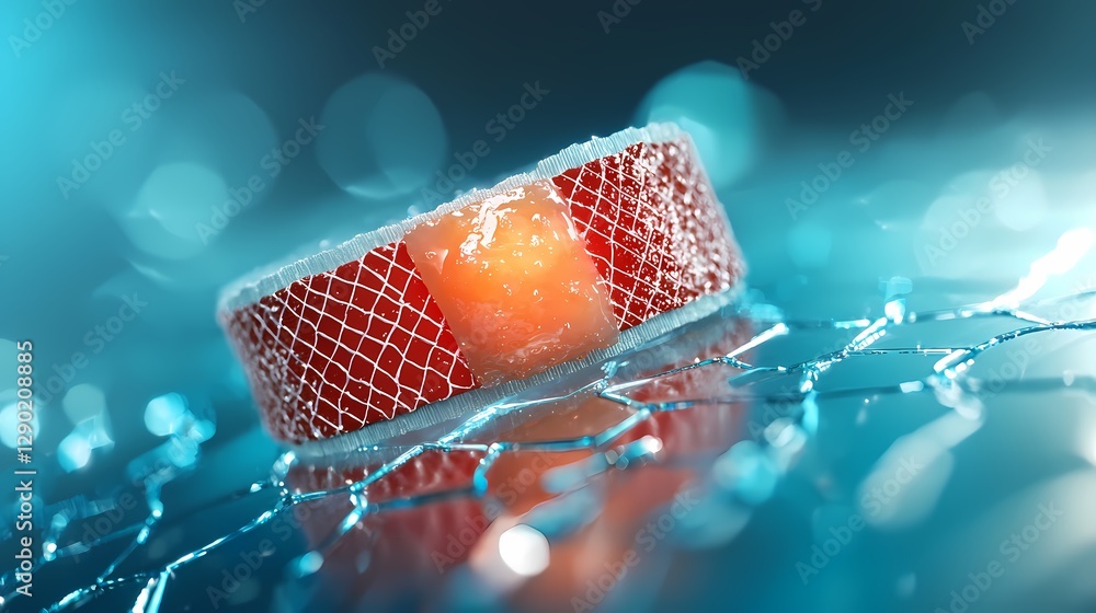 Poster cutting-edge futuristic smart bandage equipped with advanced sensors and monitoring technology to tr
