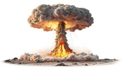 Nuclear Explosion Mushroom Cloud - Atomic Bomb Illustration on White Background