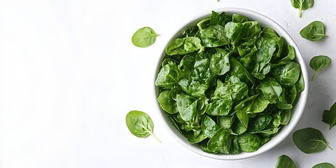 Obraz premium Fresh Spinach in a Bowl: Healthy Eating, Green Goodness