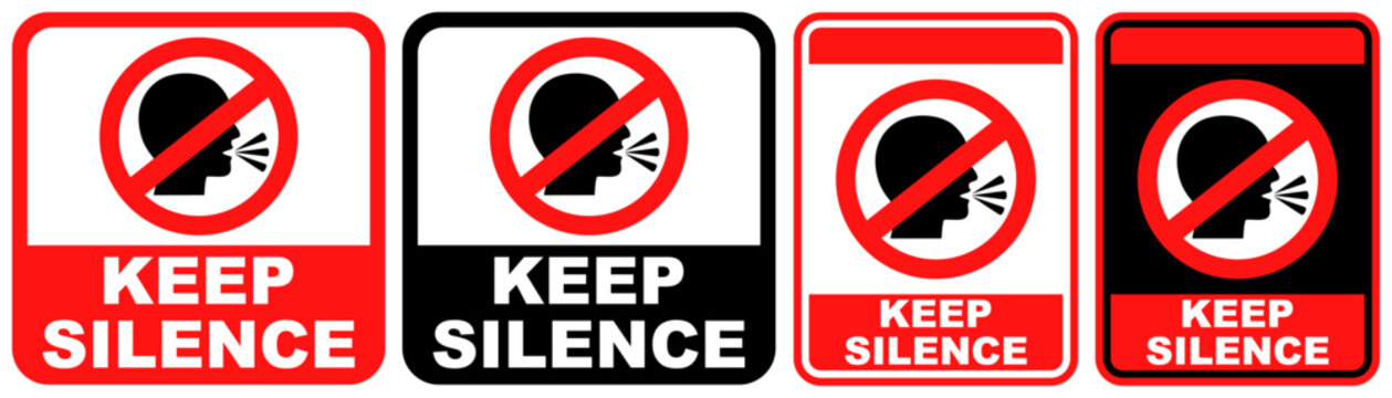 set collections keep silence prohibited sign symbol design label template vector illustration
