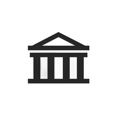 Isolated gray courthouse icon on white or transparent png backdrop, architectural symbol of law, justice, and civic process