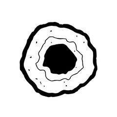 Monochrome Sketch of Donut with Icing Detail