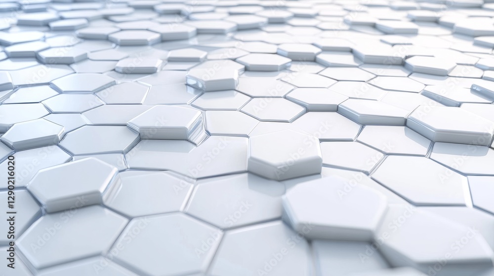 Aufkleber futuristic science and technology background with blue hexagonal pattern on white, abstract digital 