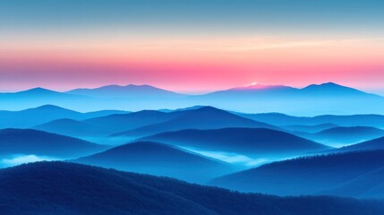 Obraz premium Mountain Sunrise Misty Landscape