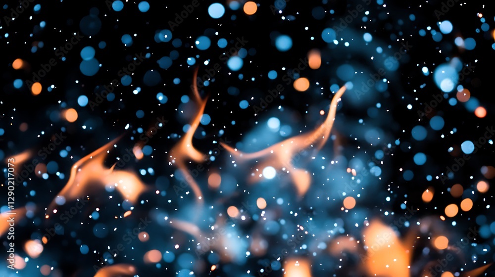 Poster dynamic contrast of fire and sparkling lights creating a stunning visual effect