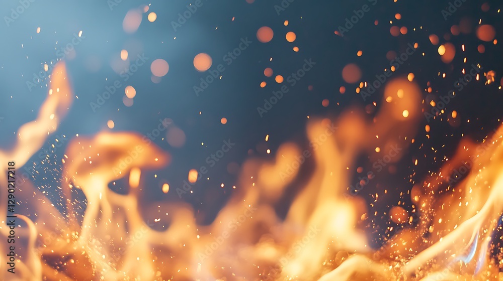 Poster dynamic contrast of fire and sparkling lights creating a stunning visual effect