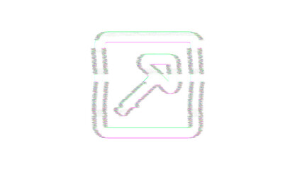 Icon external link square is distorted. Glitch. Noise, chromatic aberration, geometric distortion