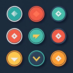 Colorful arrow buttons, design elements, dark background, web design