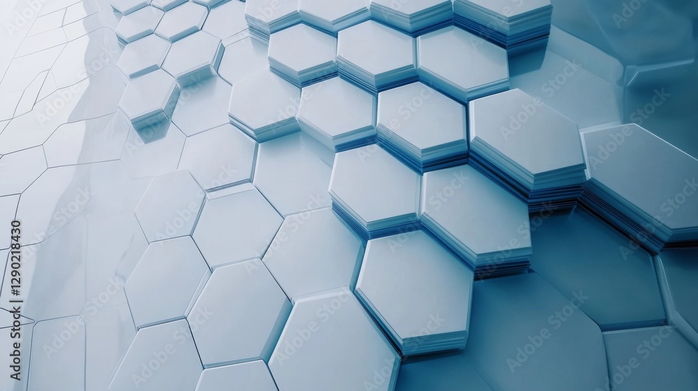 Aufkleber futuristic science and technology background with blue hexagonal pattern on white, abstract digital 