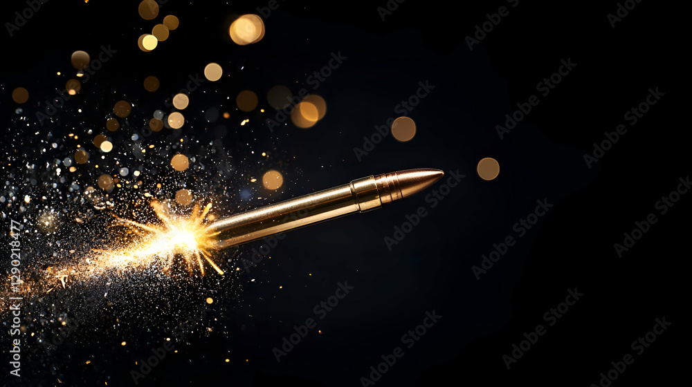 Poster Golden Sparklers on Dark Background with Bokeh Lights