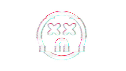 Icon dizzy is distorted. Glitch. Noise, chromatic aberration, geometric distortion