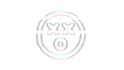 Icon dizzy is distorted. Glitch. Noise, chromatic aberration, geometric distortion