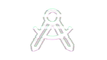 Fototapeta premium Icon drafting compass is distorted. Glitch. Noise, chromatic aberration, geometric distortion