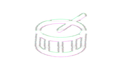 Icon drum is distorted. Glitch. Noise, chromatic aberration, geometric distortion