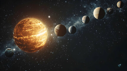 Solar System Planets Orbiting Star