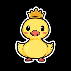 Adorable Cartoon Duckling Wearing a Tiny Crown Cute and Whimsical Character Design Perfect for Children's Illustrations and Fun Graphics Charming and Playful Imagery