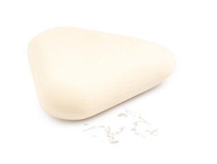 One eraser and scraps isolated on white