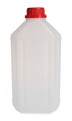 One plastic canister with cap on white background