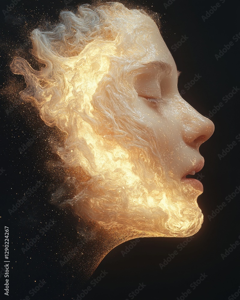 Poster igniting emotions a portrait of fiery expression in abstract art digital creation dark background cl