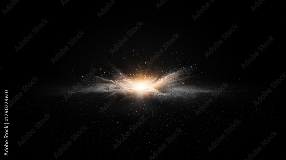 Poster cosmic explosion event outer space digital art dark environment close-up view universe concept