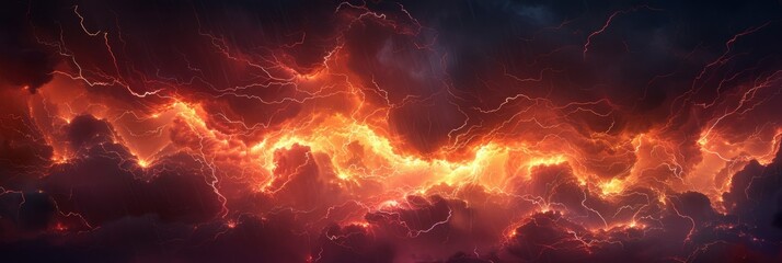 Lightning Storm Over Dark Clouds