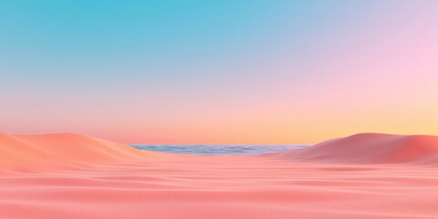 Serene sunset over gentle waves tranquil beach digital art peaceful environment wide-angle view nature concept