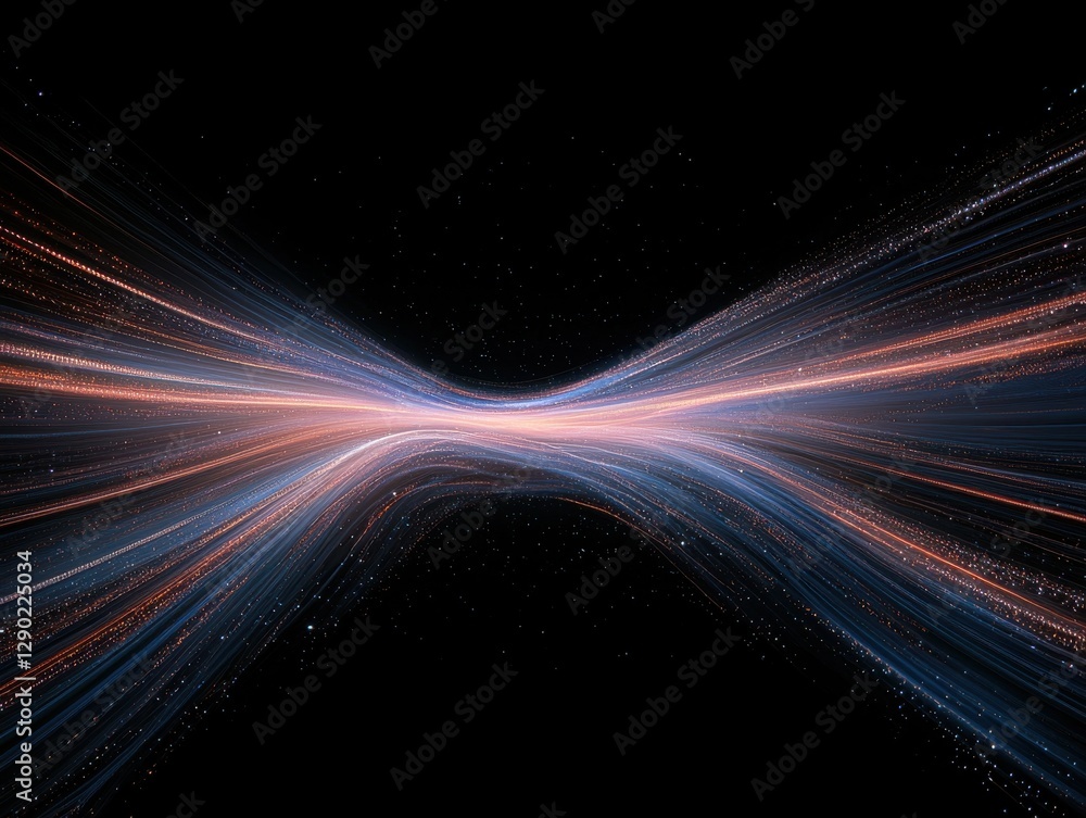 Poster dynamic light streams creating cosmic patterns space digital art dark environment abstract viewpoint