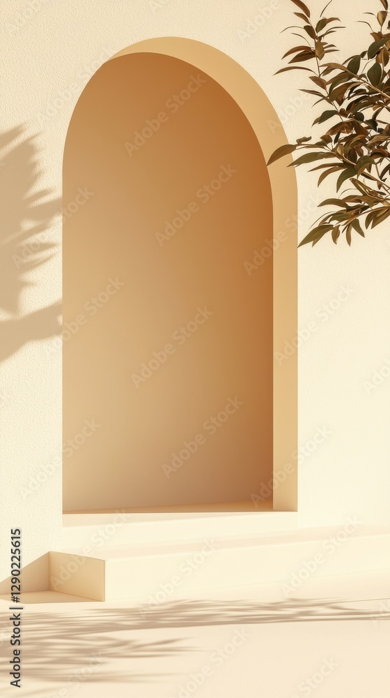 Poster elegant archway display modern architecture minimalist design indoor space calm atmosphere