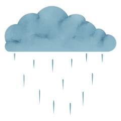 Whimsical Raining Cloud Illustration with Rainbow and Raindrops