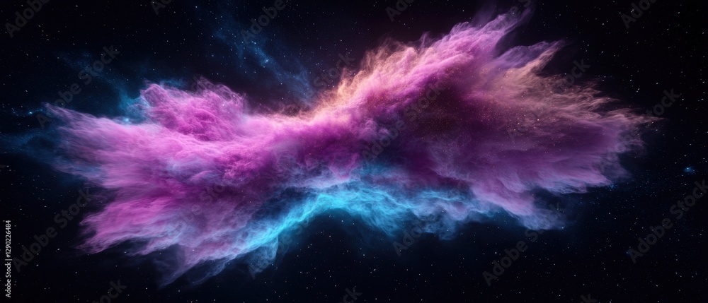 Poster cosmic cloud formation outer space abstract art stellar environment wide-angle view ethereal concept