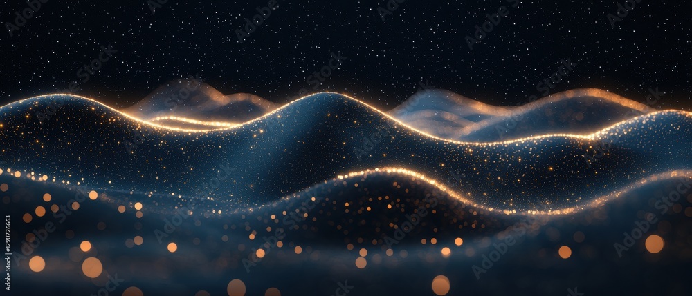 Poster dynamic light waves virtual environment abstract graphics digital art scene perspective visual harmo