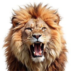 Fototapeta premium Majestic Roaring Lion Powerful African Wildlife cat big fur mane king head face 