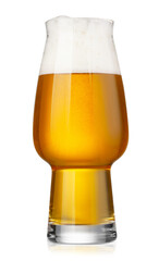 Glass of fresh beer with foam isolated on white