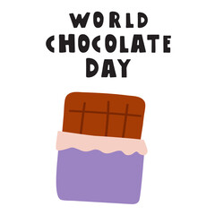 World chocolate day. Flat design. Illustration on white background.