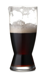 Half full glass of beer isolated on white
