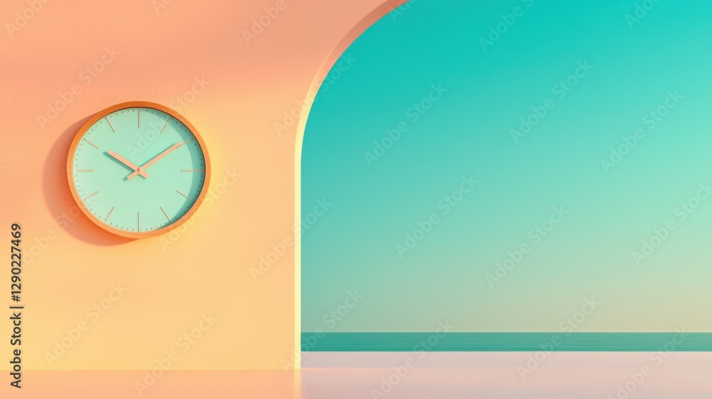Poster modern clock displaying time minimalist interior digital art calm environment close-up view time con