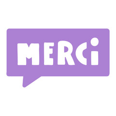 Merci. Thank you in French. Vector design. Illustration.