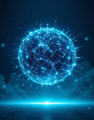 A glowing sphere is surrounded by a blue cloud and space