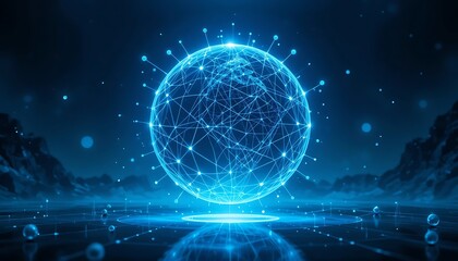 A Glowing Digital Globe Connected Through Networked Communications Systems