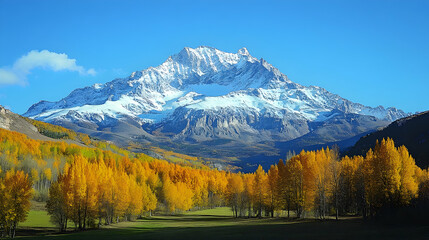 Snowy Mountain, Autumnal Forest Valley