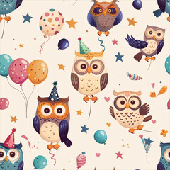 seamless pattern with owls