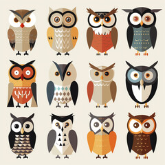 Fototapeta premium owls in various poses