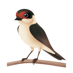Fototapeta premium Detailed Illustration of a Small Swallow Bird Perched on a Twig, Capturing Nature's Beauty and Intricacies
