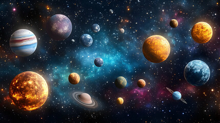 Solar System Planets in Cosmic Space