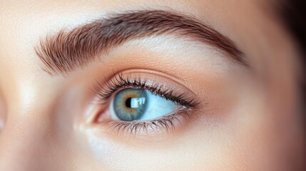 Close-up eye, woman's gaze, beauty, makeup, soft light